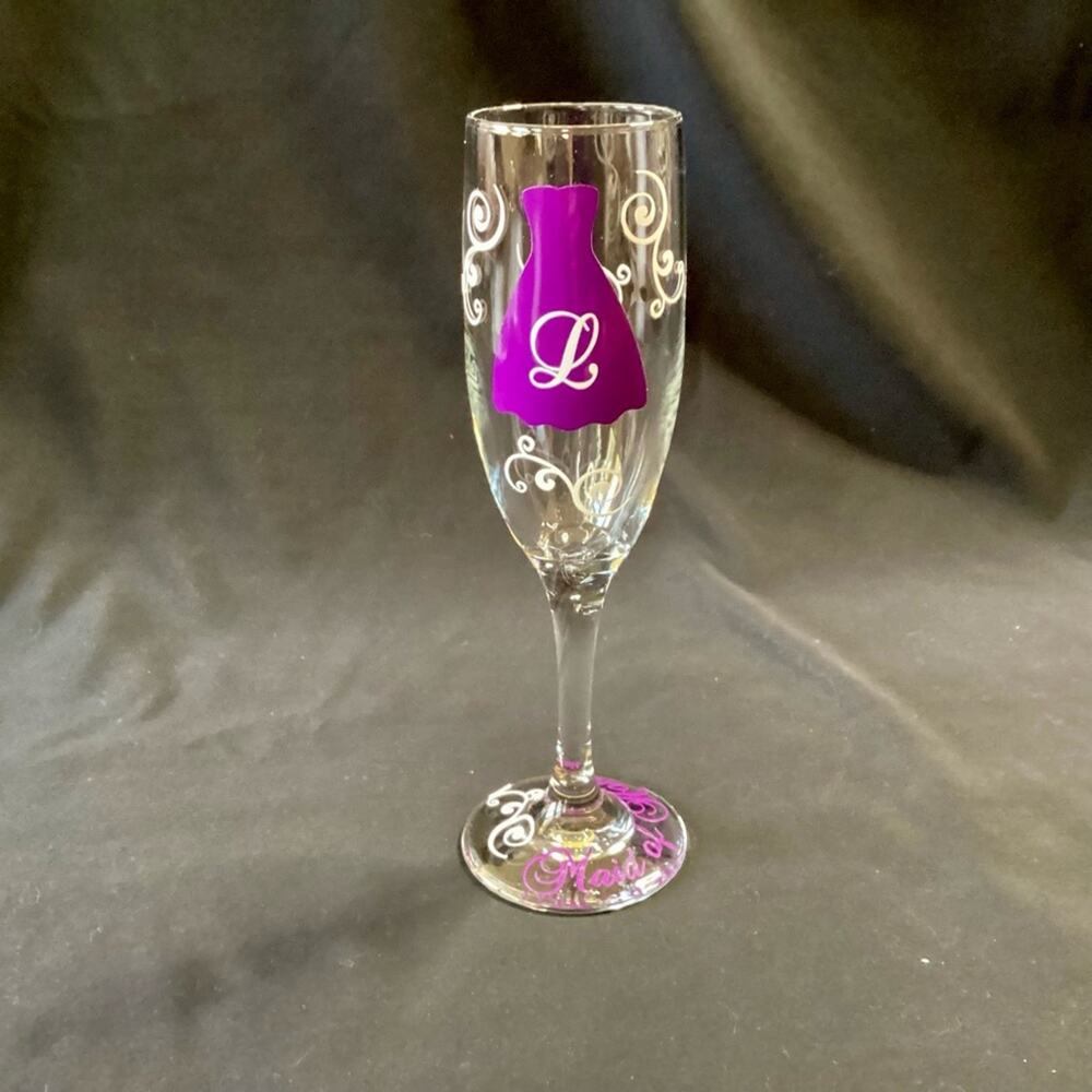 Hand Painted Champagne Flute - Maid of Honor